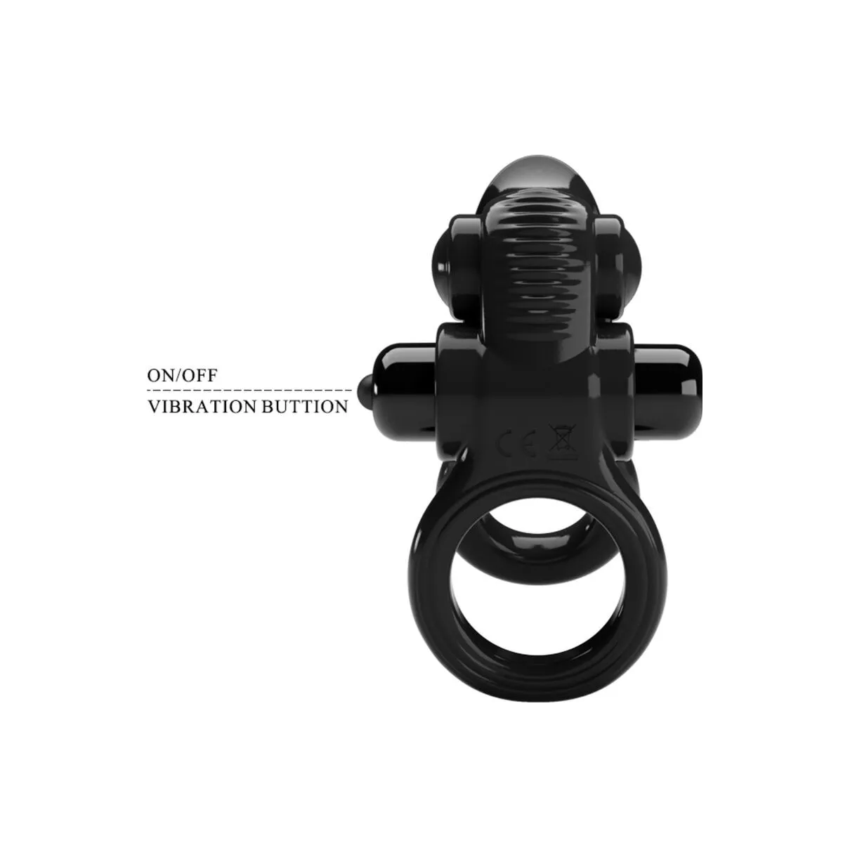 Passionate Ring Doppelter Vibrationsring + Klitoris-Stimulator Schwarz von Pretty Love | Fesselliebe.de