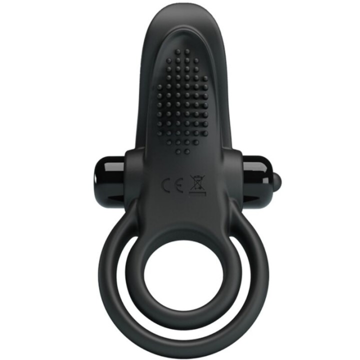 Doppelter Vibrationsring + Klitorisstimulator 10 Vibrationen Schwarz von Pretty Love | Fesselliebe.de