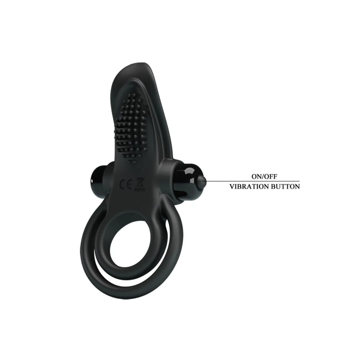 Doppelter Vibrationsring + Klitorisstimulator 10 Vibrationen Schwarz von Pretty Love | Fesselliebe.de