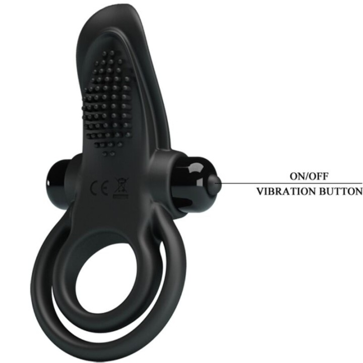 Doppelter Vibrationsring + Klitorisstimulator 10 Vibrationen Schwarz von Pretty Love | Fesselliebe.de