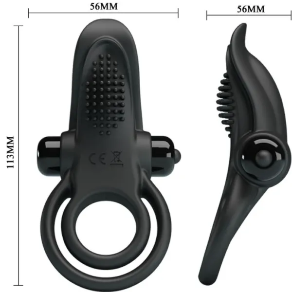 Doppelter Vibrationsring + Klitorisstimulator 10 Vibrationen Schwarz von Pretty Love | Fesselliebe.de