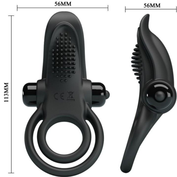 Doppelter Vibrationsring + Klitorisstimulator 10 Vibrationen Schwarz von Pretty Love | Fesselliebe.de