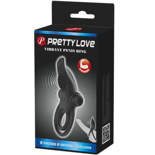 Doppelter Vibrationsring + Klitorisstimulator 10 Vibrationen Schwarz von Pretty Love | Fesselliebe.de