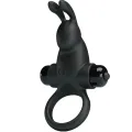 Vibrationsring + Rabbit-Klitoris-Stimulator 10 Vibrationen Schwarz von Pretty Love