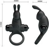 Vibrationsring + Rabbit-Klitoris-Stimulator 10 Vibrationen Schwarz von Pretty Love | Fesselliebe.de