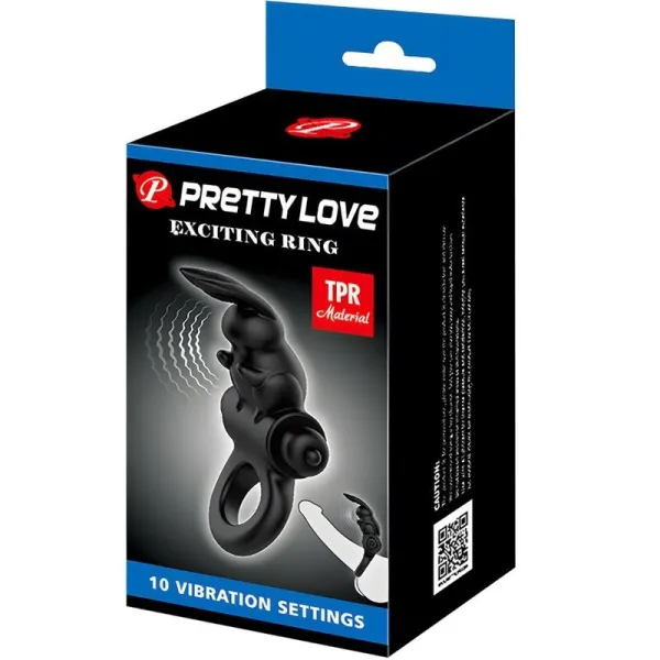 Aufregender Ring Rabbit Vibratorring 10 Vibrationen Schwarz von Pretty Love | Fesselliebe.de