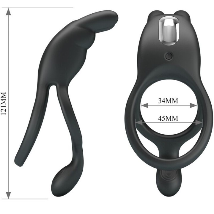 Seth Doppel-Vibrationsring Rabbit 7 Vibrationen Schwarz von Pretty Love | Fesselliebe.de
