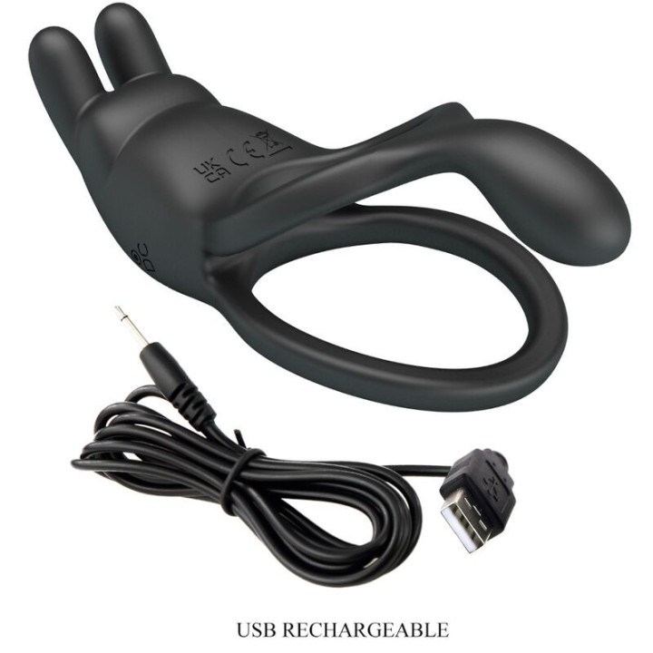 Seth Doppel-Vibrationsring Rabbit 7 Vibrationen Schwarz von Pretty Love | Fesselliebe.de