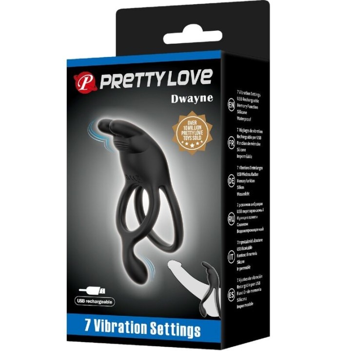 Seth Doppel-Vibrationsring Rabbit 7 Vibrationen Schwarz von Pretty Love | Fesselliebe.de