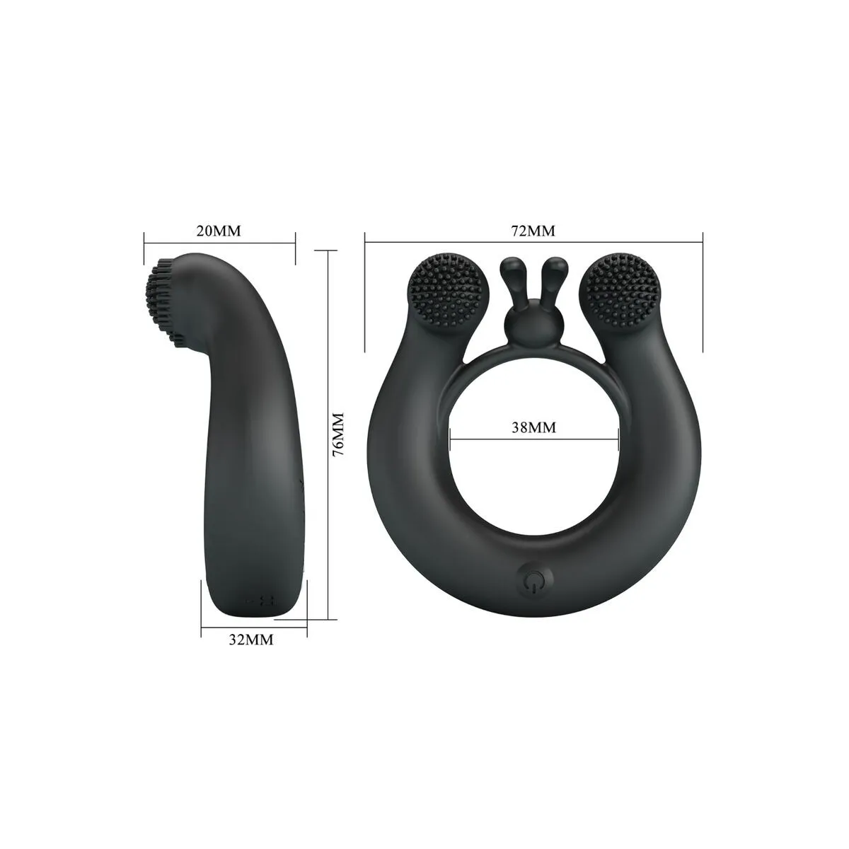 Dahlia Vibrationsring + Klitorisstimulator 12 Vibrationen Schwarz von Pretty Love | Fesselliebe.de