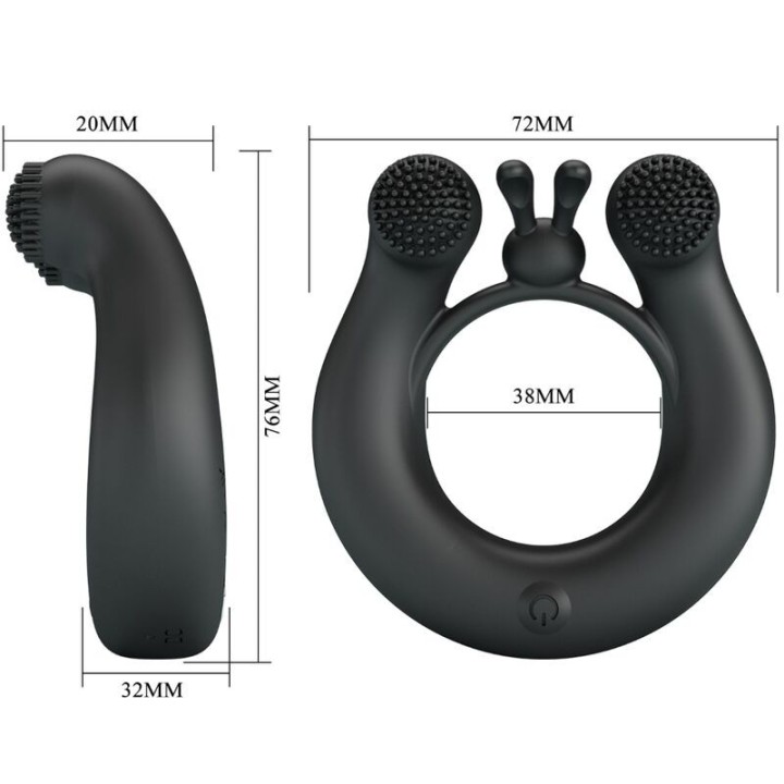 Dahlia Vibrationsring + Klitorisstimulator 12 Vibrationen Schwarz von Pretty Love | Fesselliebe.de