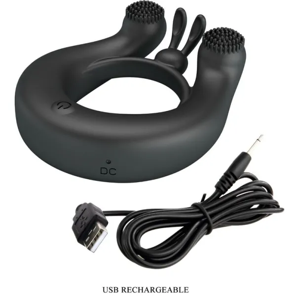 Dahlia Vibrationsring + Klitorisstimulator 12 Vibrationen Schwarz von Pretty Love | Fesselliebe.de