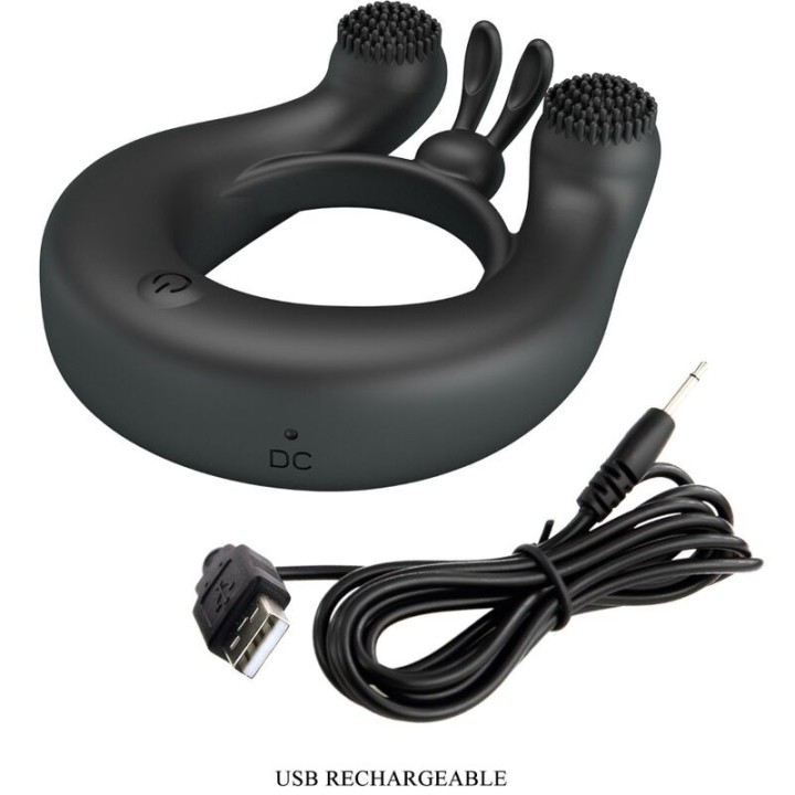 Dahlia Vibrationsring + Klitorisstimulator 12 Vibrationen Schwarz von Pretty Love | Fesselliebe.de
