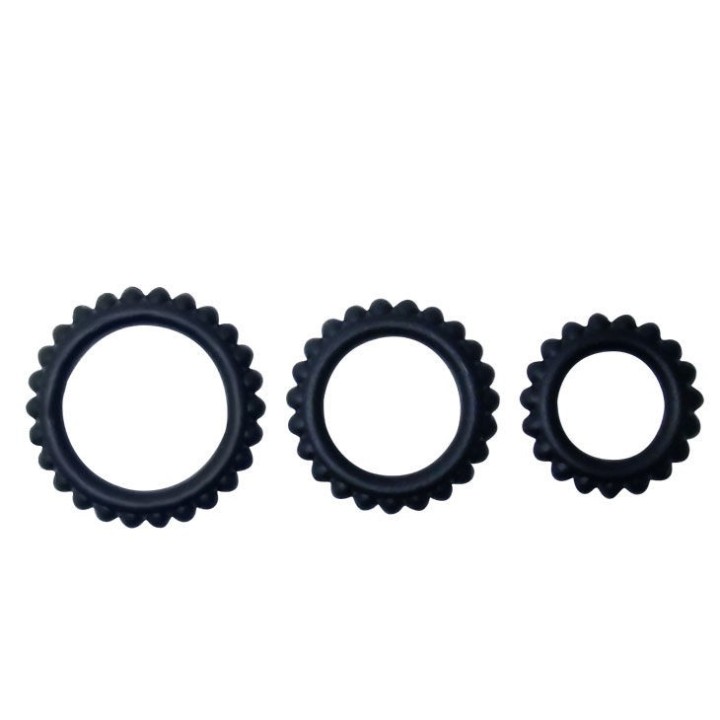 Titan Set 3stk Cockring Schwarz 2,8 + 2,4 + 1,9 cm von Baile For Him | Fesselliebe.de