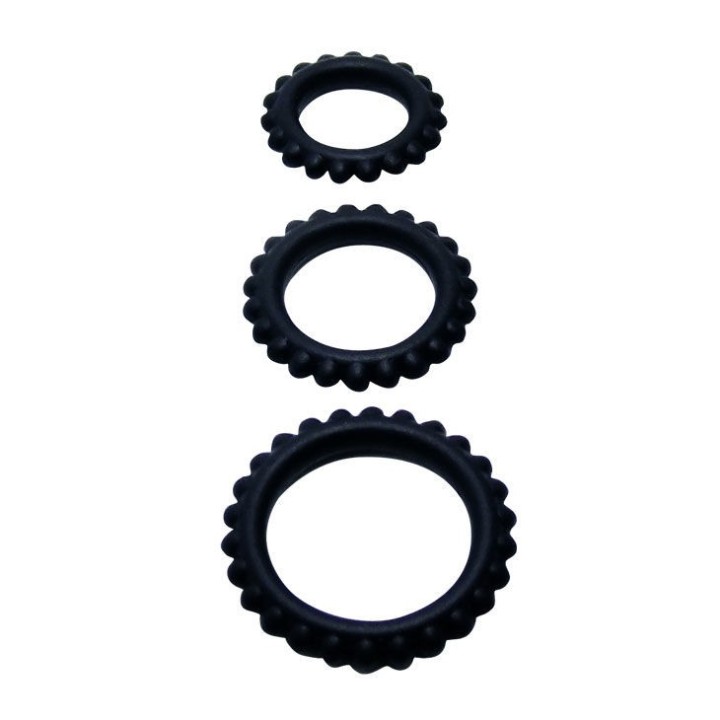 Titan Set 3stk Cockring Schwarz 2,8 + 2,4 + 1,9 cm von Baile For Him | Fesselliebe.de