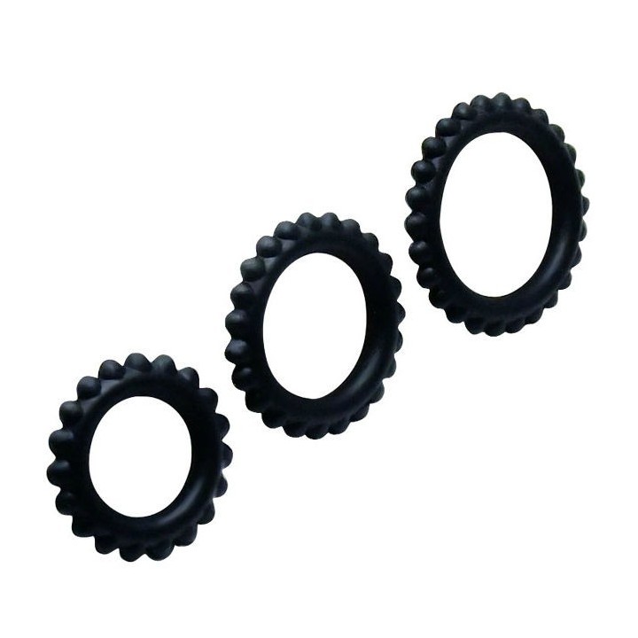 Titan Set 3stk Cockring Schwarz 2,8 + 2,4 + 1,9 cm von Baile For Him | Fesselliebe.de