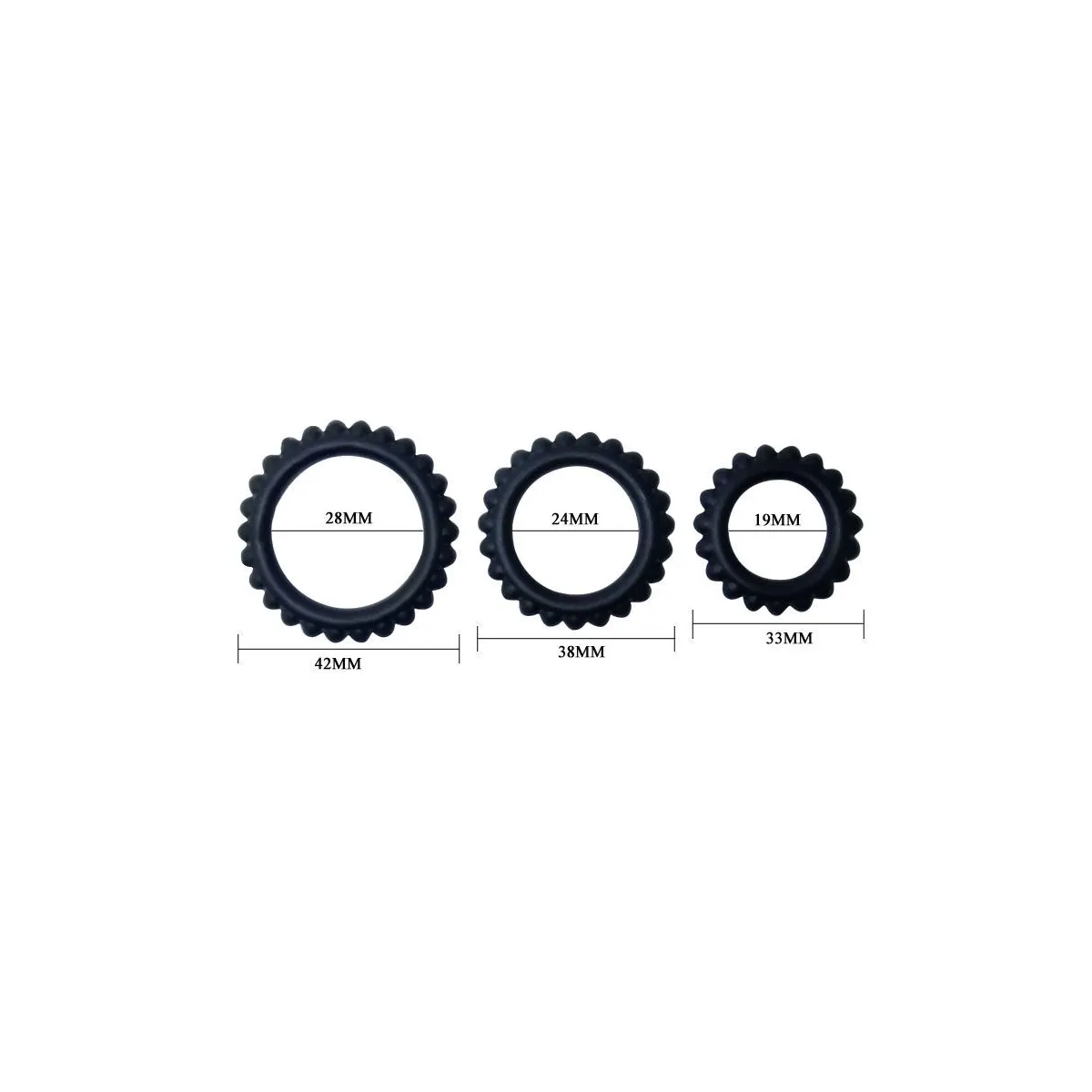 Titan Set 3stk Cockring Schwarz 2,8 + 2,4 + 1,9 cm von Baile For Him | Fesselliebe.de