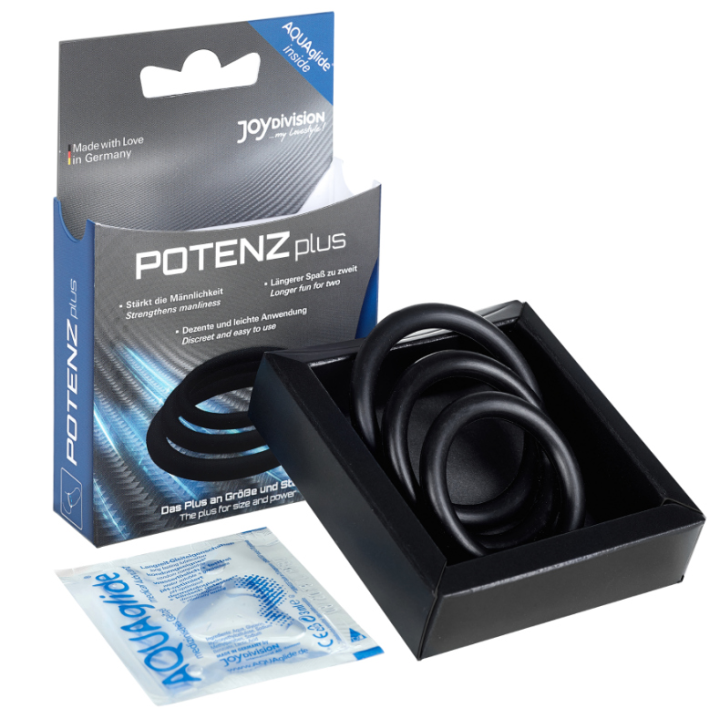 Potenzduo - Plus 3 Schwarze Ringe Satz - S, M, L von Joydivision Potenzduo | Fesselliebe.de