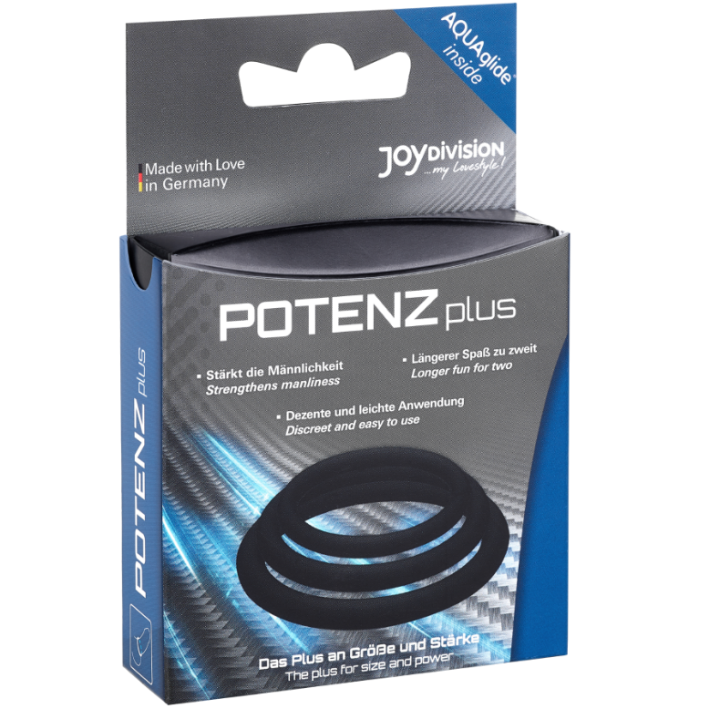 Potenzduo - Plus 3 Schwarze Ringe Satz - S, M, L von Joydivision Potenzduo | Fesselliebe.de