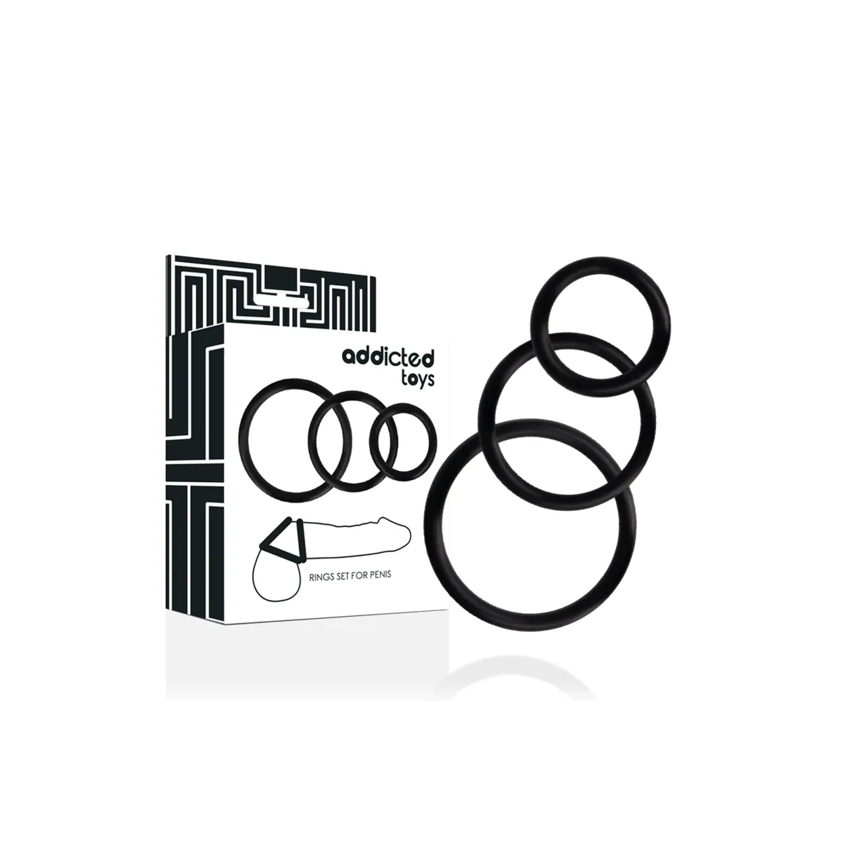 Ringset für Penis Schwarz von Addicted Toys | Fesselliebe.de