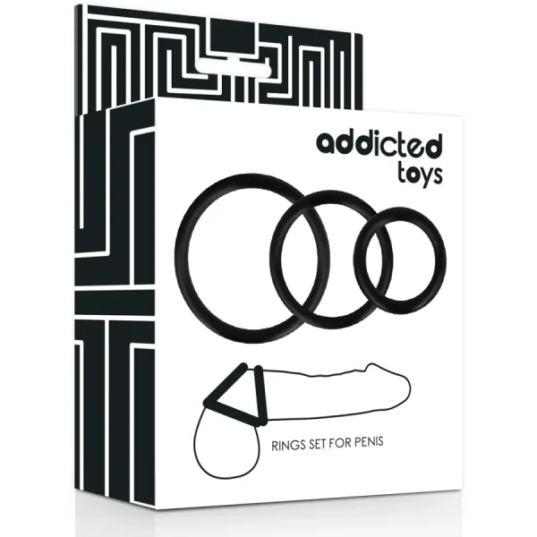 Ringset für Penis Schwarz von Addicted Toys | Fesselliebe.de