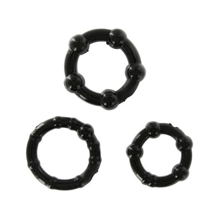 Set aus Drei Schwarzen Penisringen von Seven Creations | Fesselliebe.de