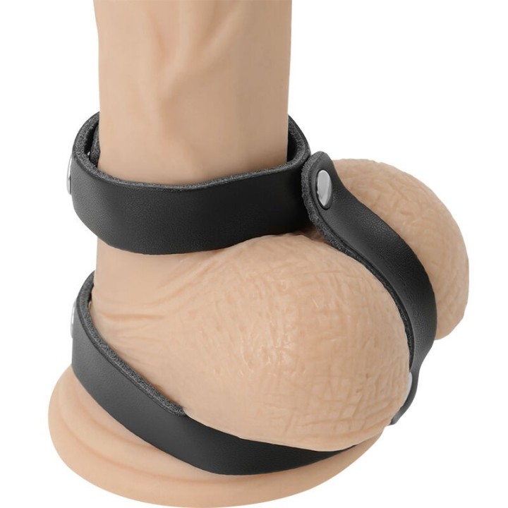 Verstellbarer Penis- und Hodenring aus Leder von Darkness Bondage | Fesselliebe.de
