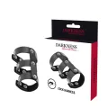 Verstellbarer Doppel-Penis- und Hodenring aus Leder von Darkness Bondage