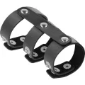 Verstellbarer Doppel-Penis- und Hodenring aus Leder von Darkness Bondage