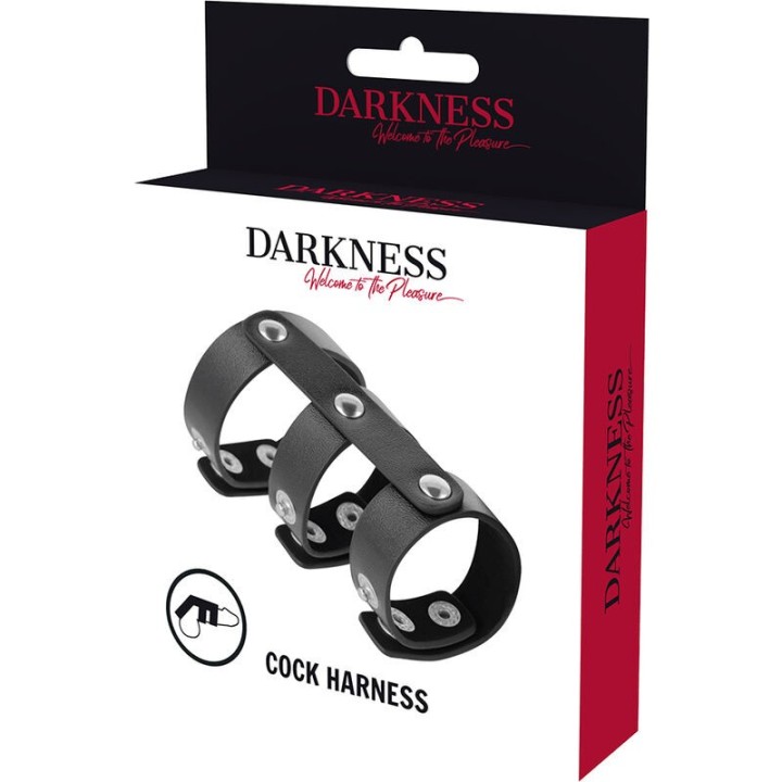 Verstellbarer Doppel-Penis- und Hodenring aus Leder von Darkness Bondage | Fesselliebe.de