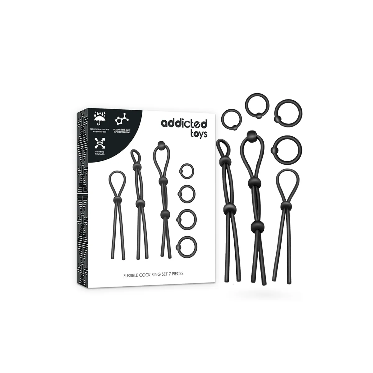 Flexibles Silikon-Cockring-Set 7-Teilig von Addicted Toys | Fesselliebe.de
