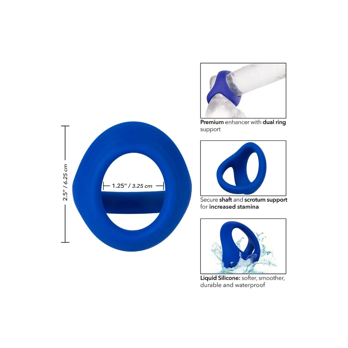 Admiral Cock Ball Dual Ring Blau von Calexotics | Fesselliebe.de