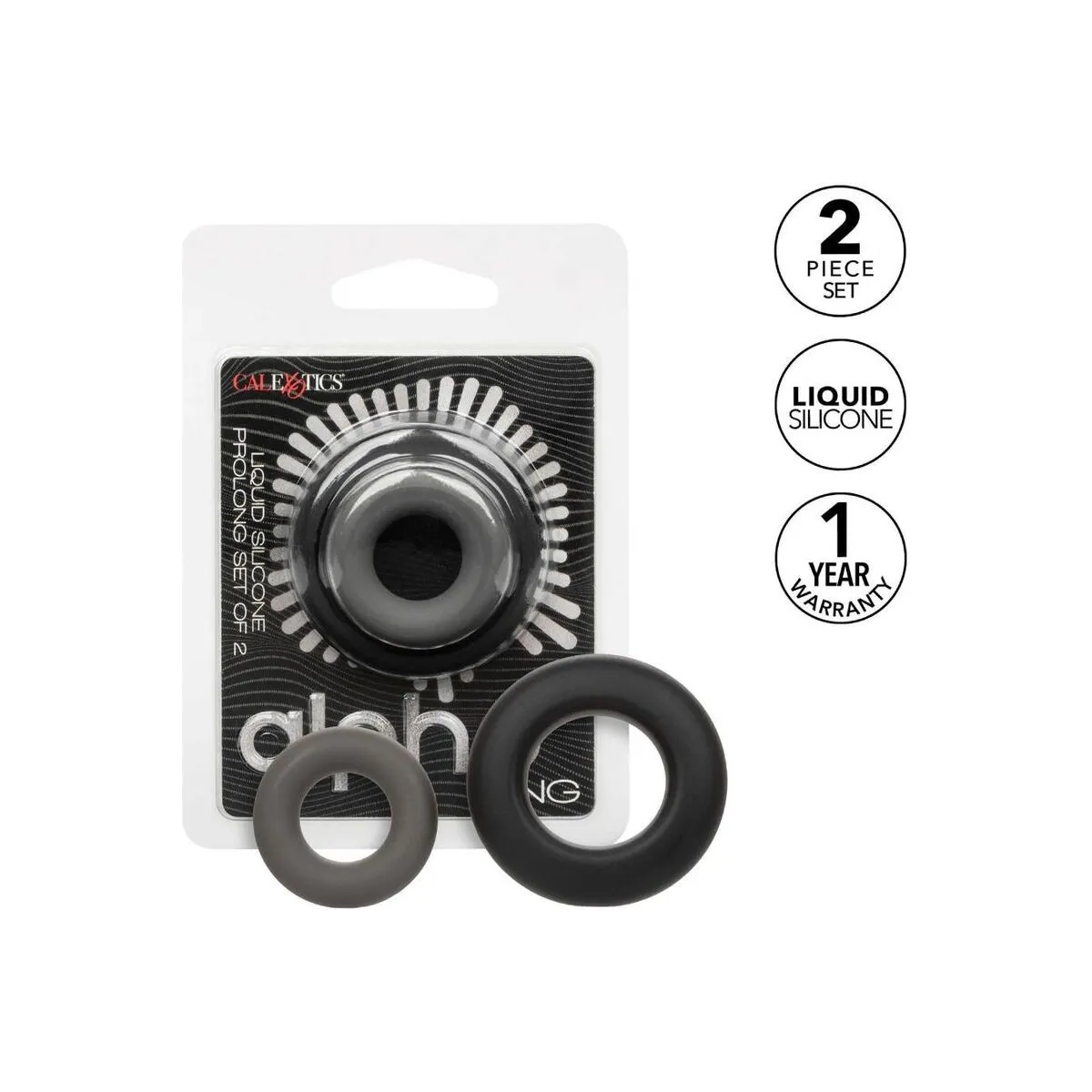 Alpha Prolong Set mit 2 Ringen Grau von Calexotics | Fesselliebe.de