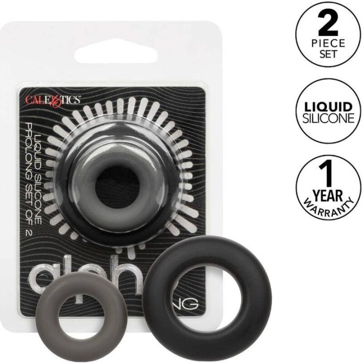 Alpha Prolong Set mit 2 Ringen Grau von Calexotics | Fesselliebe.de