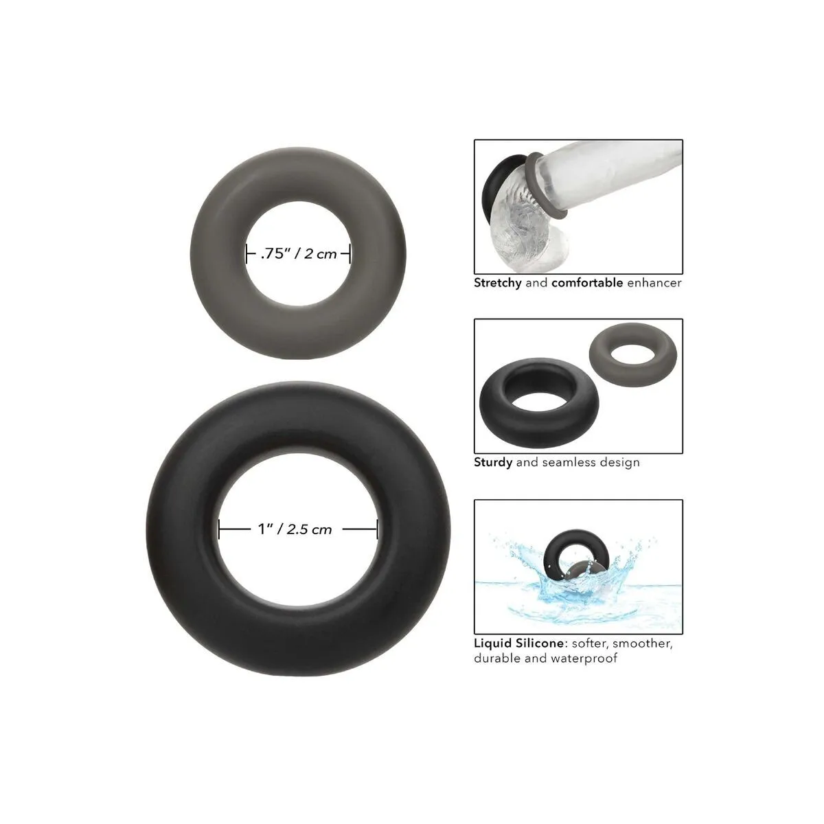 Alpha Prolong Set mit 2 Ringen Grau von Calexotics | Fesselliebe.de