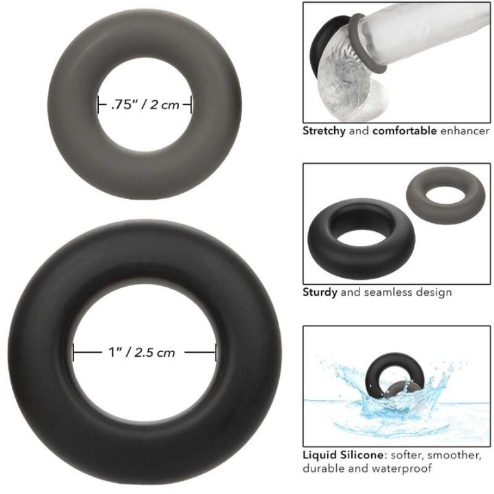 Alpha Prolong Set mit 2 Ringen Grau von Calexotics | Fesselliebe.de
