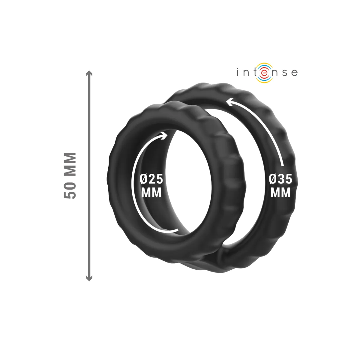 Dewey Doppelter Penisring aus Silikon Schwarz Modell 2 von Intense Couples Toys | Fesselliebe.de