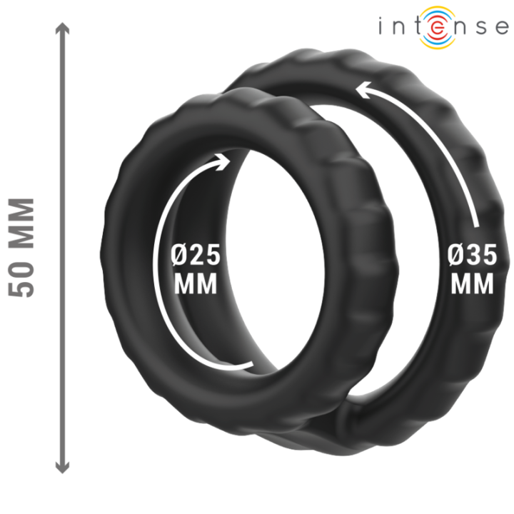 Dewey Doppelter Penisring aus Silikon Schwarz Modell 2 von Intense Couples Toys | Fesselliebe.de
