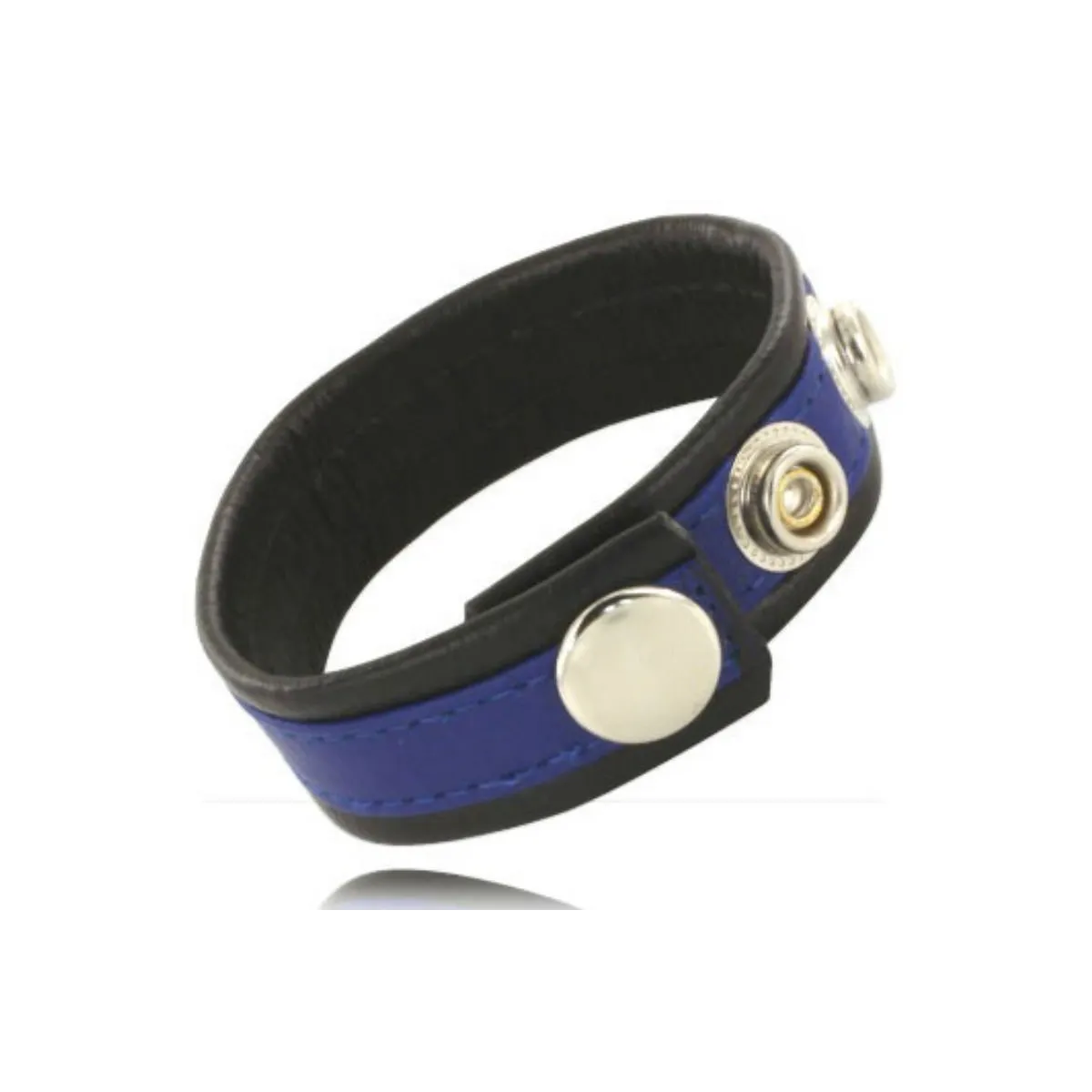 Verstellbarer Ledergurt für Penis Blau-Schwarz von Leather Body | Fesselliebe.de