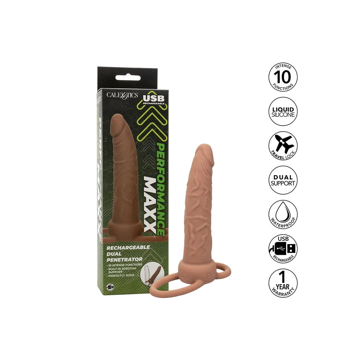 Performance Maxx wiederaufladbarer Dual-Penetrator, Braun von Calexotics | Fesselliebe.de