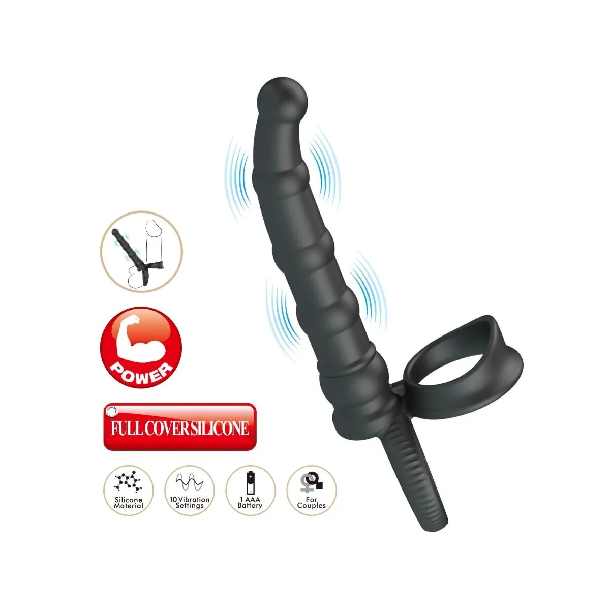 Tatum Vibrierender Penisring mit Stecker 10 Vibrationen Schwarz von Pretty Love | Fesselliebe.de