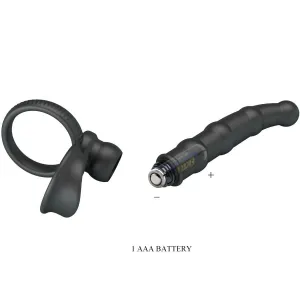 Tatum Vibrierender Penisring mit Stecker 10 Vibrationen Schwarz von Pretty Love