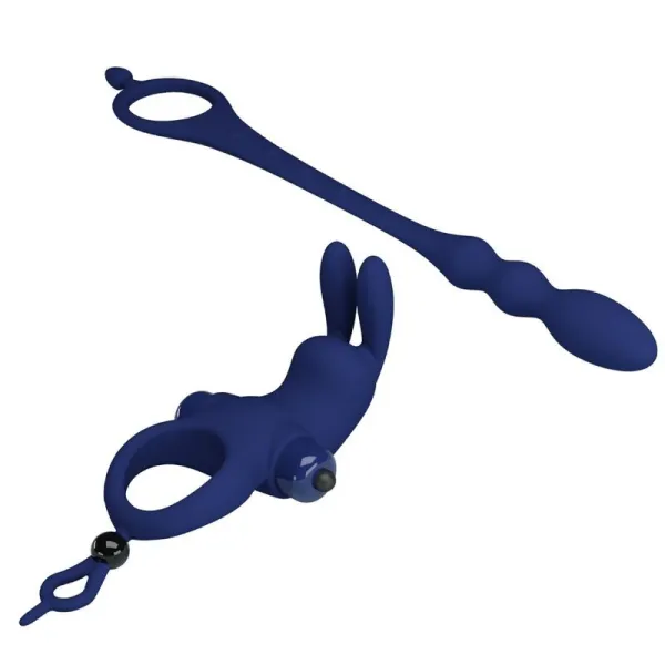 Ayad Rabbit Vibratorring mit Stecker Blau von Pretty Love Male | Fesselliebe.de