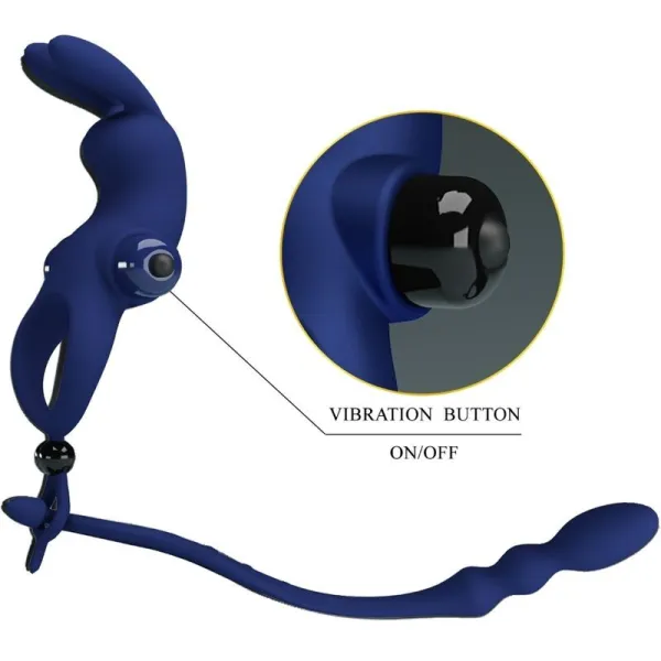 Ayad Rabbit Vibratorring mit Stecker Blau von Pretty Love Male | Fesselliebe.de