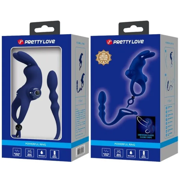 Ayad Rabbit Vibratorring mit Stecker Blau von Pretty Love Male | Fesselliebe.de