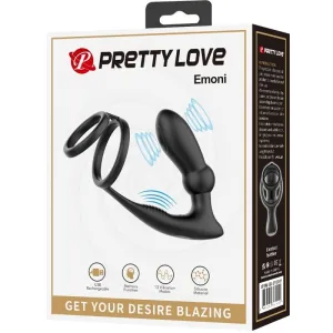 Emoni Penisring + Anal Plug 12 Vibrationen Schwarz von Pretty Love