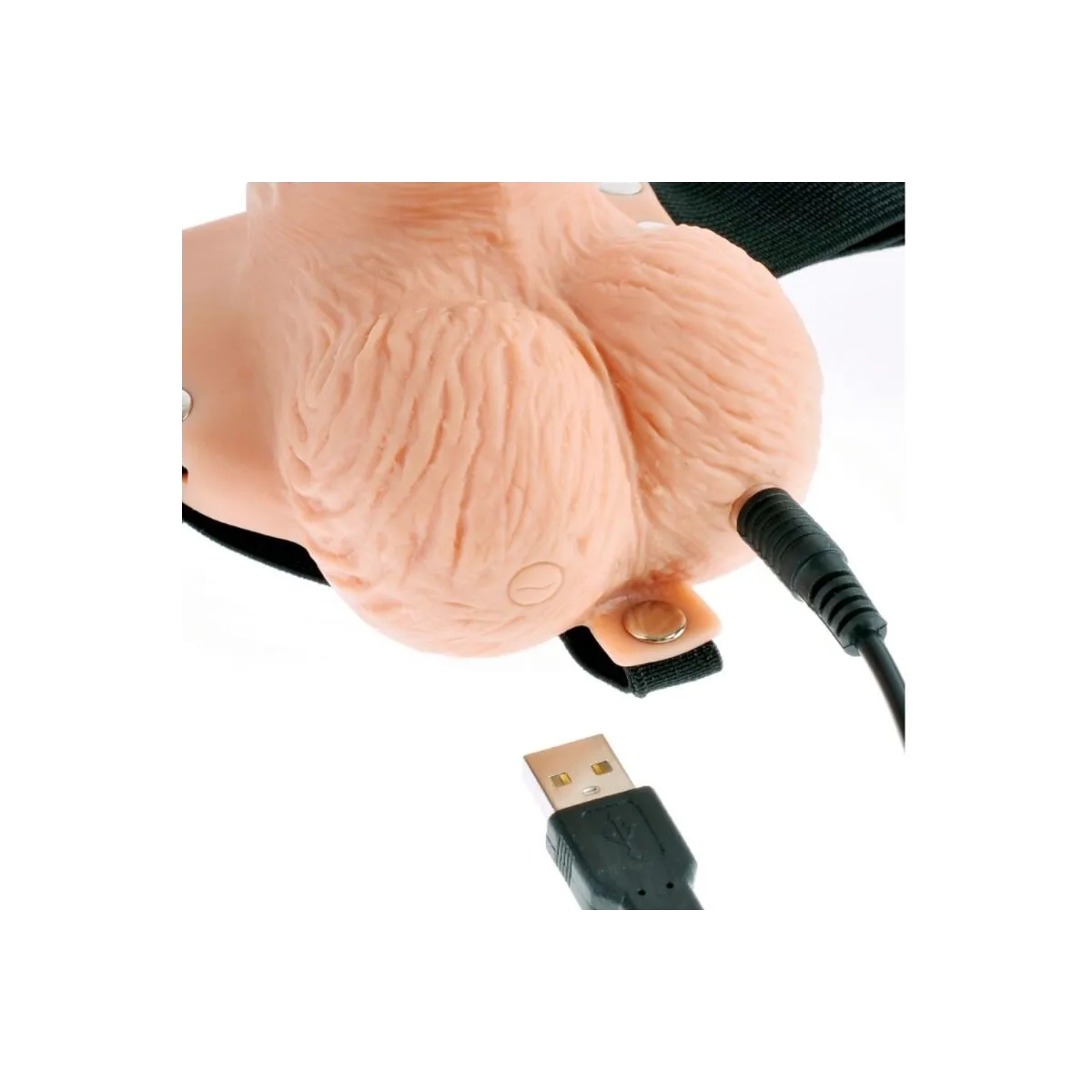 Verstellbarer Gurt mit Fernbedienung, Penis und Hoden und Vibrator, wiederaufladbar 15 cm von Fetish Fantasy Series | Fesselliebe.de