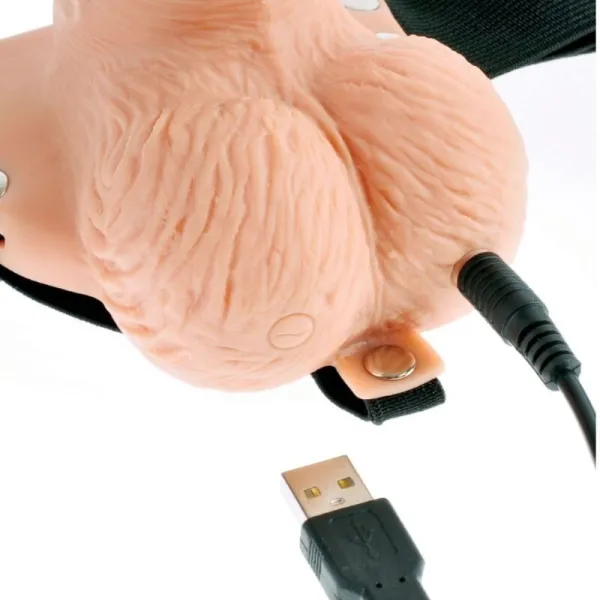 Verstellbarer Gurt mit Fernbedienung, Penis und Hoden und Vibrator, wiederaufladbar 15 cm von Fetish Fantasy Series | Fesselliebe.de