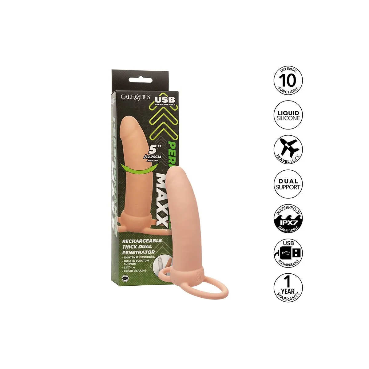 Maxx Thick Dual Penetrator 10 Vibrationen Fleisch von Calexotics | Fesselliebe.de
