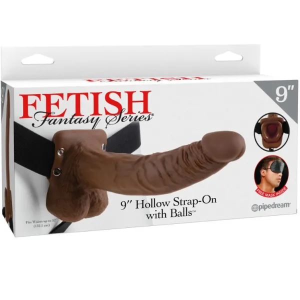 9 Hohl Strap-On mit Bällen 22,9 cm Braun von Fetish Fantasy Series | Fesselliebe.de